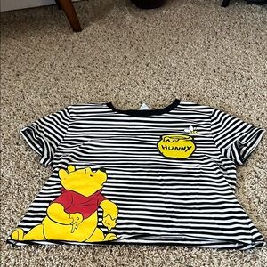 Disney Black and White Striped Winnie the Pooh Tee